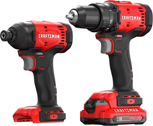 Main image of V20 Cordless Drill Set and Impact Driver, Includes 2Ah Battery and Charger, Power Tool Set with 1700 RPM 1/2 In. Power Drill, 1800 Torque 1/4 In. Impact Screwdriver, LED (CMCK201D1)