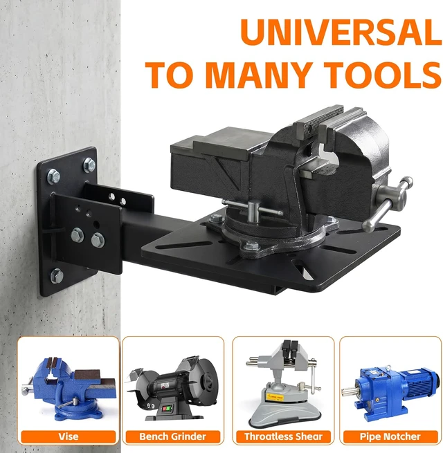 Alt view image 4 of 7 - Heavy Duty Bench Grinder Stand Mount Vise and Grinder, Wall and Table Mounting, Workbench Receiver Hitch Style Tool Mount, Grinder Stand Suitable for Grinders, Vises, Drill Press, etc