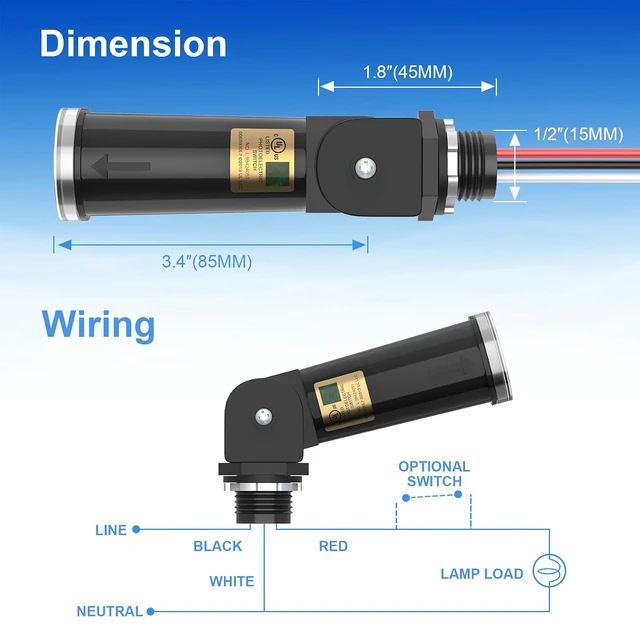 Alt view image 6 of 7 - 10 Pack Photo Cell Outdoor Light Sensor, Dusk to Dawn Sensor 100-277V Input