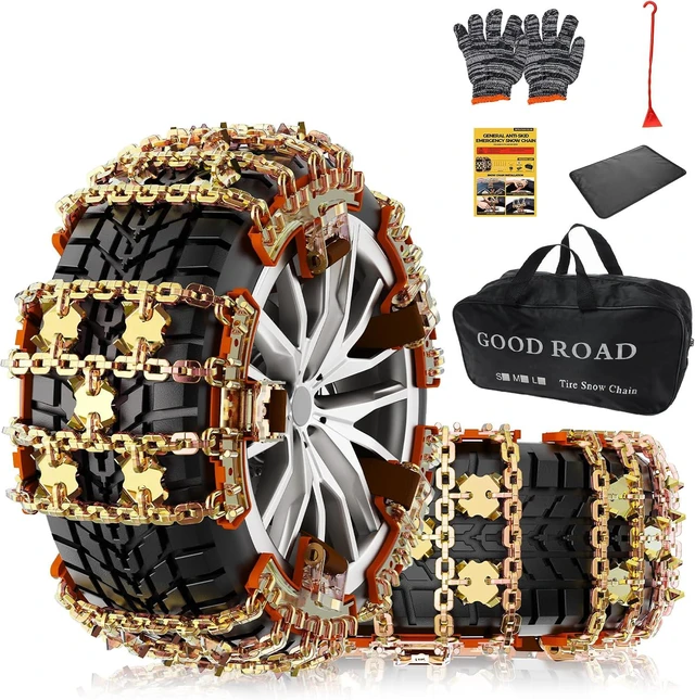 Main image of Snow Tire Chains for Car/SUV/Pickup, Adjustable Universal Emergency Alloy Steel Snow Chains for Off-road SUV Car Tires 185 195 205 215 225 235 245 255-6PCS
