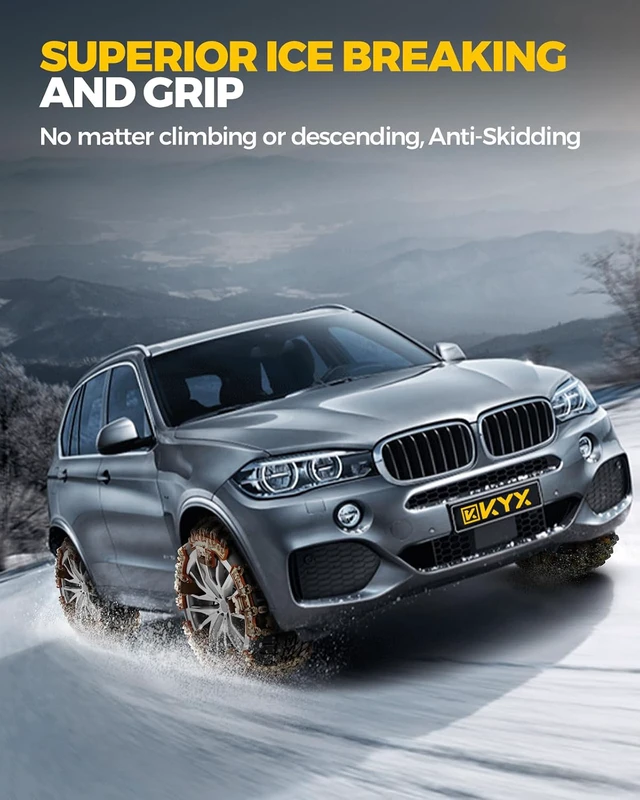 Alt view image 2 of 7 - Snow Tire Chains for Car/SUV/Pickup, Adjustable Universal Emergency Alloy Steel Snow Chains for Off-road SUV Car Tires 185 195 205 215 225 235 245 255-6PCS