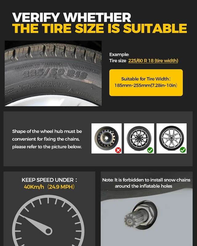 Alt view image 3 of 7 - Snow Tire Chains for Car/SUV/Pickup, Adjustable Universal Emergency Alloy Steel Snow Chains for Off-road SUV Car Tires 185 195 205 215 225 235 245 255-6PCS