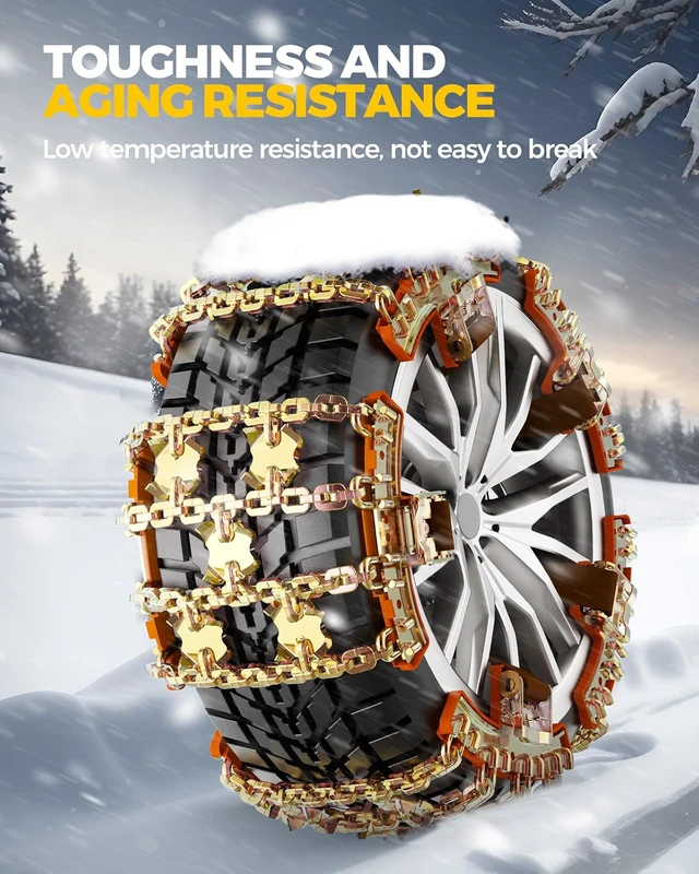 Alt view image 6 of 7 - Snow Tire Chains for Car/SUV/Pickup, Adjustable Universal Emergency Alloy Steel Snow Chains for Off-road SUV Car Tires 185 195 205 215 225 235 245 255-6PCS