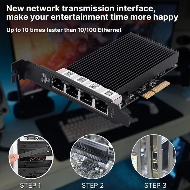 Alt view image 4 of 7 - 4-Port 2.5Gbps PCIe Ethernet Card with I226, NAS/Gaming/Workstation