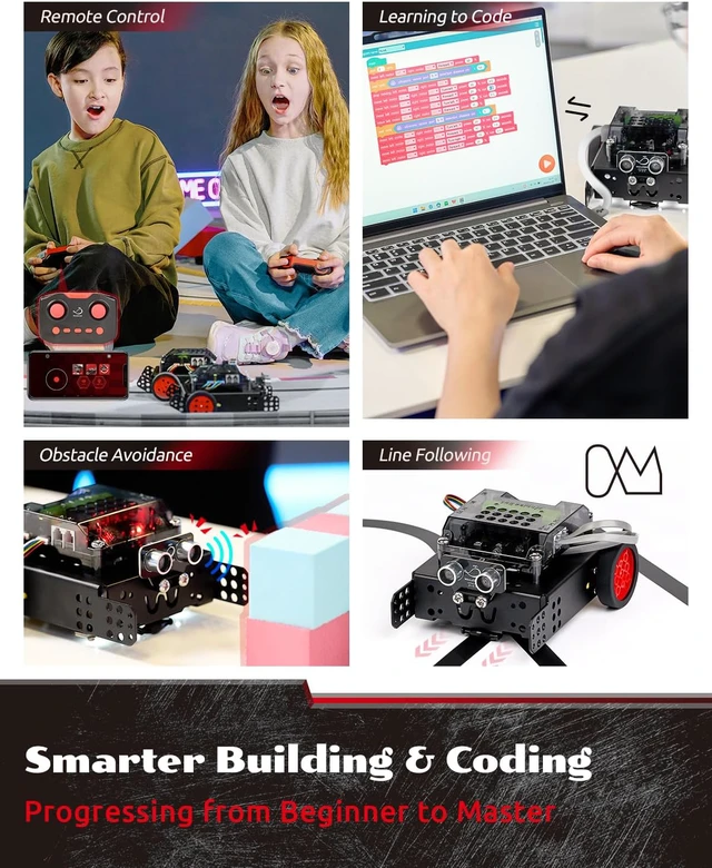 Alt view image 2 of 7 - Rocky Coding Robot Car Kit for Kids 8-12 12-16, STEM Educational Engineering Toy, Scratch Python C Programming & Remote Control, Science Gift for 8 9 10 11 12+ Year Old Boys Girls
