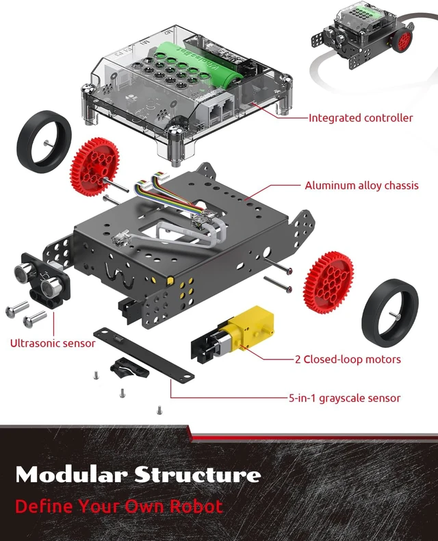 Alt view image 7 of 7 - Rocky Coding Robot Car Kit for Kids 8-12 12-16, STEM Educational Engineering Toy, Scratch Python C Programming & Remote Control, Science Gift for 8 9 10 11 12+ Year Old Boys Girls