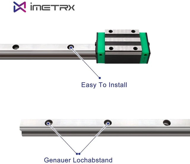 Alt view image 3 of 6 - HGR20 Linear Guide Rail Kit - 2 Pcs 1200mm Rails + 4 Pcs HGH20CA Bearing Blocks High Precision, Anti-Rust for 3D Printers, CNC Routers, Lathes & DIY Automated Machines