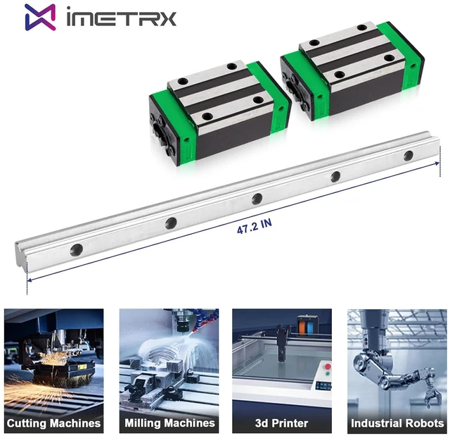 Alt view image 6 of 6 - HGR20 Linear Guide Rail Kit - 2 Pcs 1200mm Rails + 4 Pcs HGH20CA Bearing Blocks High Precision, Anti-Rust for 3D Printers, CNC Routers, Lathes & DIY Automated Machines
