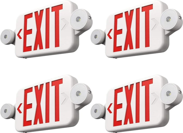 Main image of 4 Pack Red Commercial Exit Signs with Emergency Light