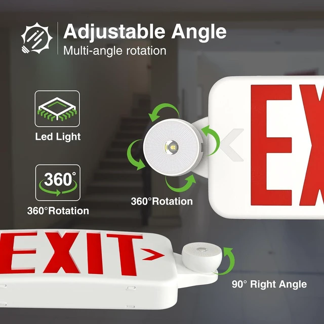 Alt view image 4 of 7 - 4 Pack Red Commercial Exit Signs with Emergency Light