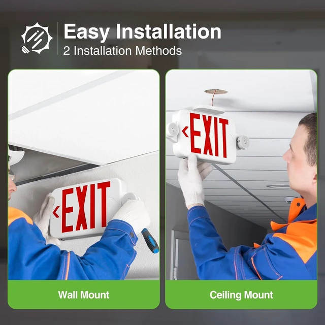 Alt view image 3 of 7 - 4 Pack Red Commercial Exit Signs with Emergency Light
