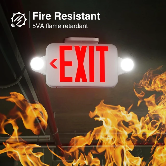 Alt view image 5 of 7 - 4 Pack Red Commercial Exit Signs with Emergency Light