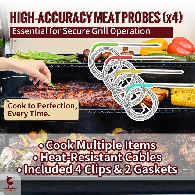 Alt view image 4 of 7 - Replacement Non-WiFi Controller Combo Set for Masterbuilt Gravity Series 560/800/1050 Digital Charcoal Grill + Smoker Full Kit Includes Control Panel, 4 Meat Probes, 3 Door Switches & Power Adapter