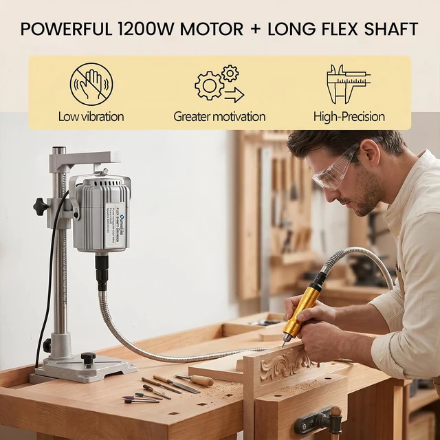 Alt view image 3 of 7 - 1200W Flex Shaft Rotary Tool, 30000RPM Hanging Grinder