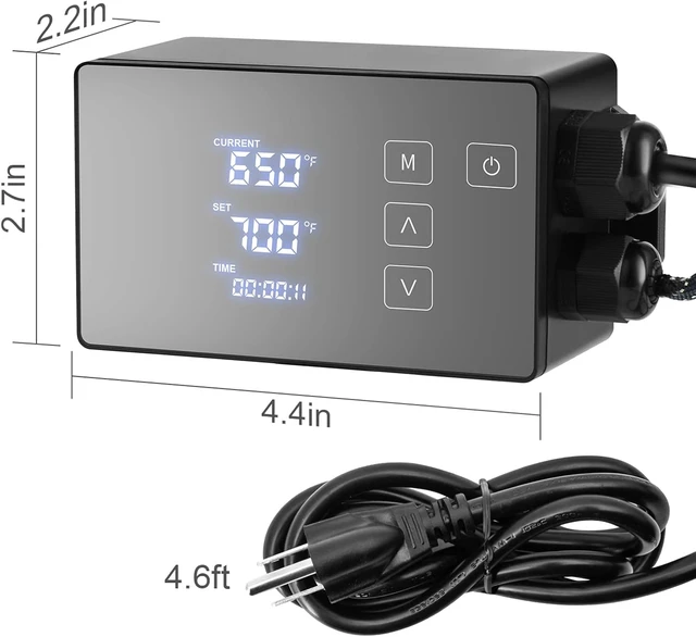 Alt view image 3 of 5 - Digital Temperature Controller with Accessories, Black, 110V, Easy to Use
