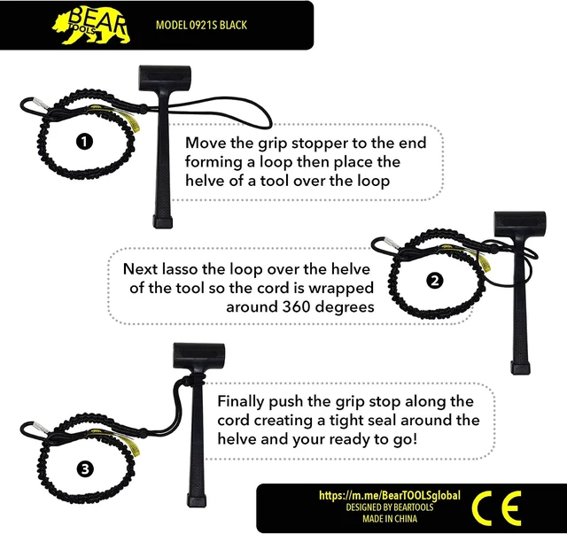 Alt view image 3 of 7 - Tool Lanyard with Single Carabiner and Adjustable Loop End, Standard Length, Maximum Weight Limit 8KG / 17.6lb, Aluminum Screw Lock Carabiner with Shock Cord Stopper, 0929S (10 Pack)