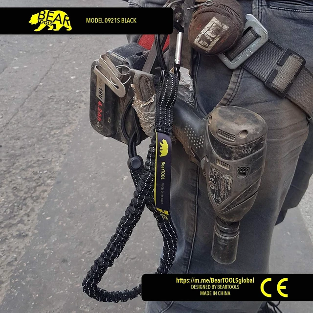 Alt view image 6 of 7 - Tool Lanyard with Single Carabiner and Adjustable Loop End, Standard Length, Maximum Weight Limit 8KG / 17.6lb, Aluminum Screw Lock Carabiner with Shock Cord Stopper, 0929S (10 Pack)