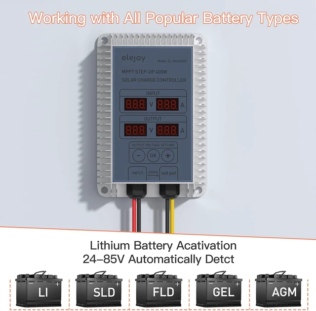 Alt view image 5 of 6 - 15A 400w MPPT Solar Charge Controller 24V-85V Step-Up Boost