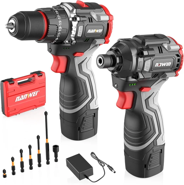 Main image of 16.8V Cordless Drill & Impact Driver Combo Kit, 3/8" Drill & 1/4" Impact Driver, 2×2000mAh Batteries, for DIY Projects, Furniture Assembly & Home Repairs