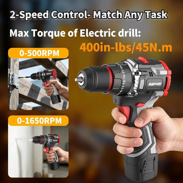 Alt view image 2 of 7 - 16.8V Cordless Drill & Impact Driver Combo Kit, 3/8" Drill & 1/4" Impact Driver, 2×2000mAh Batteries, for DIY Projects, Furniture Assembly & Home Repairs