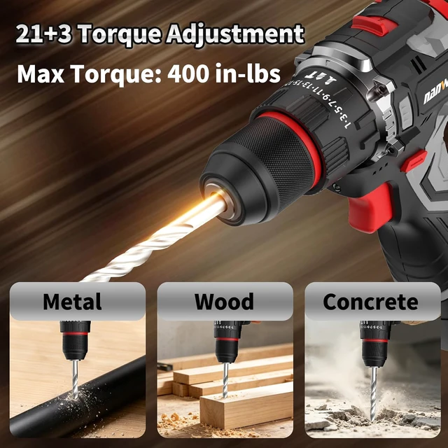 Alt view image 3 of 7 - 16.8V Cordless Drill & Impact Driver Combo Kit, 3/8" Drill & 1/4" Impact Driver, 2×2000mAh Batteries, for DIY Projects, Furniture Assembly & Home Repairs