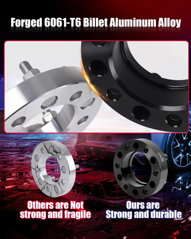 Alt view image 4 of 7 - 6x5.5 Hubcentric Wheel Spacers 1 Inch 6x139.7mm with 12x1.5 Studs & 106mm Center Bore, Forged for Tacoma, 4Runner, Tundra, FJ, Sequoia, GX460 & GX470 (1995-2023)