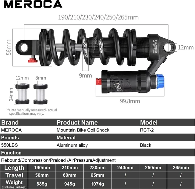 Alt view image 2 of 7 - 250mm Adjustable Air Spring Coil Over Rear Shock Absorber