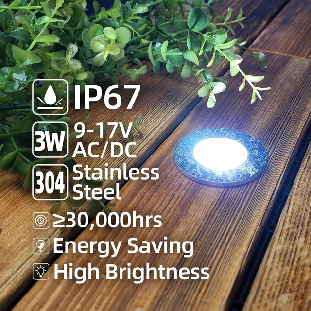 Alt view image 5 of 7 - 3W Recessed Low Voltage Deck Light 6 Pack 2Inch