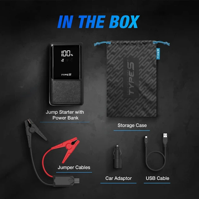 Alt view image 7 of 7 - Type S Dynamic Classic DC10 Car Battery Jump Starter Portable Power Bank 500A Jump Starter Battery Pack for 6L Gas Engines / 4L Diesel with USB-C USB-A Outputs, incl Jumper Cable