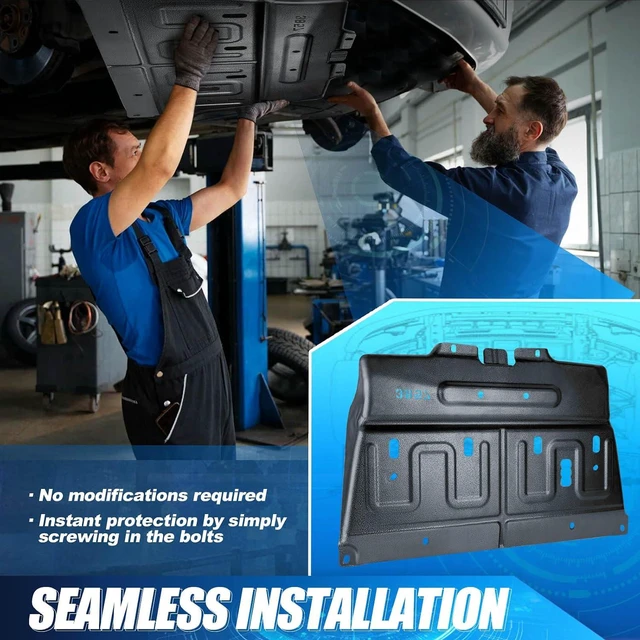 Alt view image 2 of 7 - Manganese Steel Under Shield W/Screws for 2015-2020 Ford F150 Diaper Panel