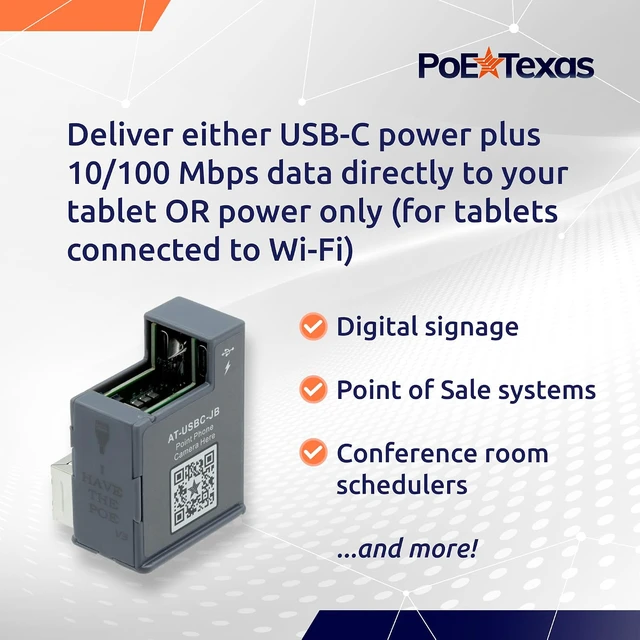 Alt view image 2 of 7 - PoE+ to USB-C Power & Data Adapter, Up to 328 Ft