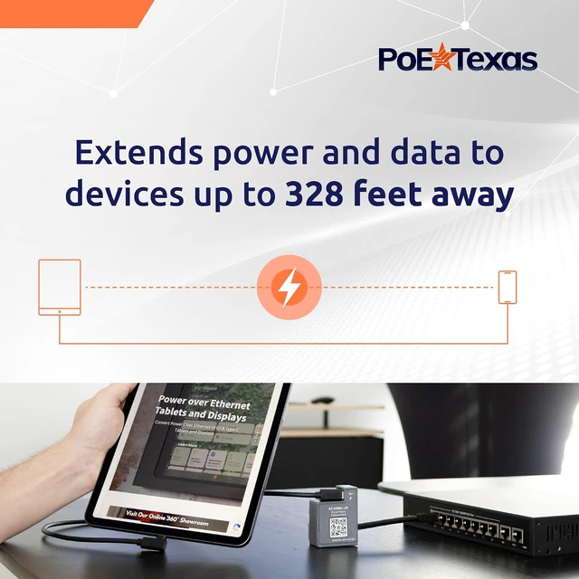 Alt view image 4 of 7 - PoE+ to USB-C Power & Data Adapter, Up to 328 Ft