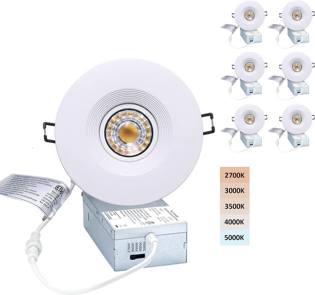 Main image of 4 Inch LED Recessed Lights 6 Pack, Adjustable Gimbal Downlight,White