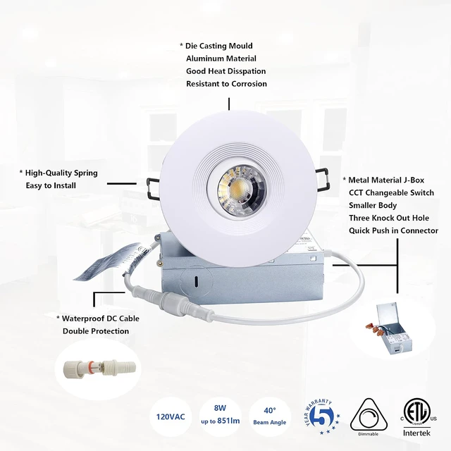 Alt view image 4 of 6 - 4 Inch LED Recessed Lights 6 Pack, Adjustable Gimbal Downlight,White