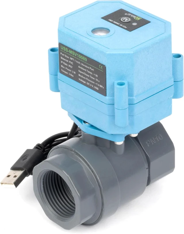 Alt view image 7 of 7 - WiFi Smart Motorized Ball Valve 1 inch NPT for Water Control & Irrigation, 2 Way PVC Electric Valve, USB Powered, LED Status Indicator, Flow Direction Window, Remote On/Off Control