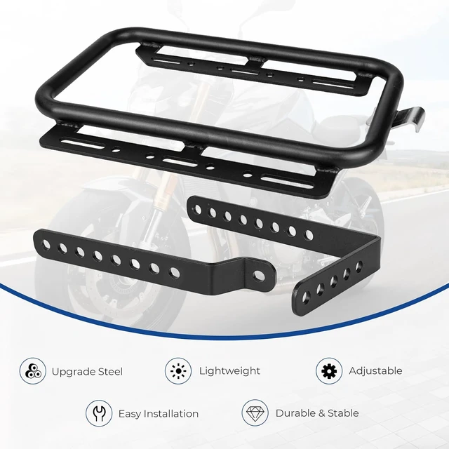 Alt view image 3 of 6 - Universal Upgrade Motorcycle Side Case Mounting Kit Support Rack Detachable Saddlebag Bracket with Aluminum Alloy Support Bar Fit for Motorbike Hard Saddlebag Trunk Tour Storage Carrier Black