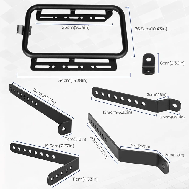 Alt view image 2 of 6 - Universal Upgrade Motorcycle Side Case Mounting Kit Support Rack Detachable Saddlebag Bracket with Aluminum Alloy Support Bar Fit for Motorbike Hard Saddlebag Trunk Tour Storage Carrier Black