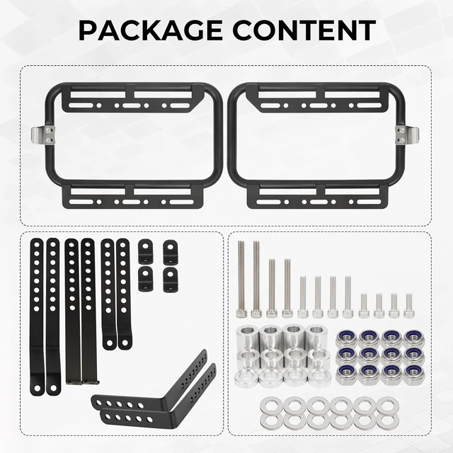 Alt view image 4 of 6 - Universal Upgrade Motorcycle Side Case Mounting Kit Support Rack Detachable Saddlebag Bracket with Aluminum Alloy Support Bar Fit for Motorbike Hard Saddlebag Trunk Tour Storage Carrier Black