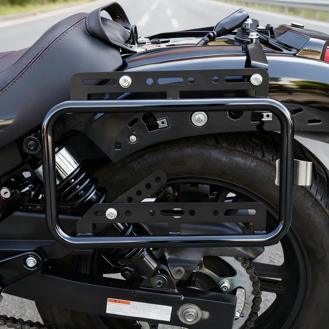 Alt view image 6 of 6 - Universal Upgrade Motorcycle Side Case Mounting Kit Support Rack Detachable Saddlebag Bracket with Aluminum Alloy Support Bar Fit for Motorbike Hard Saddlebag Trunk Tour Storage Carrier Black