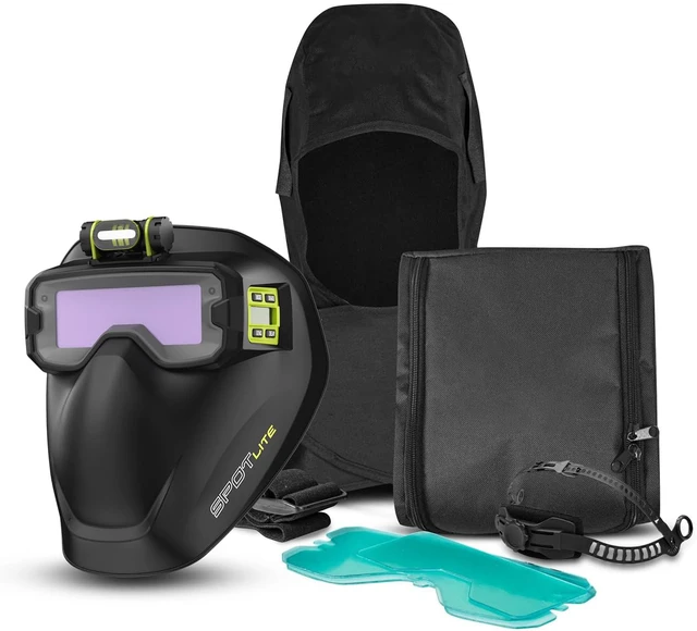 Main image of SPOTLITE True Color Auto Darkening Welding Goggles Kit, Full Facepiece Protection Mask for Tig, Mig, Stick Plasma Cut, Neck & Shoulder Fireproof Cover Included (Spotlite)