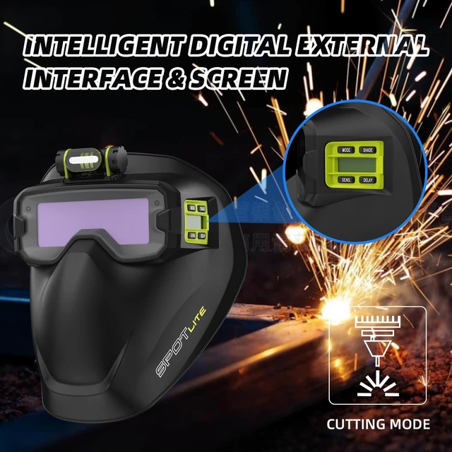 Alt view image 7 of 7 - SPOTLITE True Color Auto Darkening Welding Goggles Kit, Full Facepiece Protection Mask for Tig, Mig, Stick Plasma Cut, Neck & Shoulder Fireproof Cover Included (Spotlite)