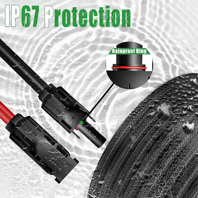 Alt view image 5 of 7 - 70 Feet 10AWG Twin Wire Solar Extension Cable with IP67 Male & Female Connectors Bonus 6 Pairs Connector Adapter Kit