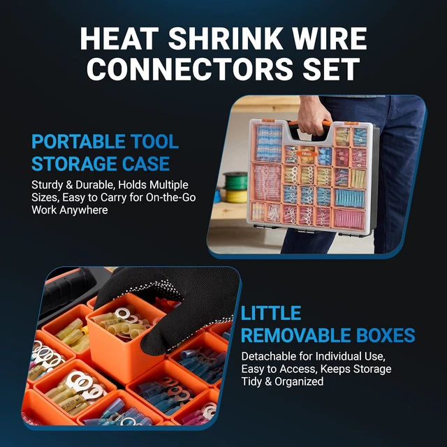 Alt view image 3 of 7 - 1622PCS Heat Shrink Wire Connectors Kit, T-Tap Electrical Terminals & Solder Seal Connectors, Insulated Marine Grade Waterproof Ring Fork Spade Butt Splice Set for Boat Automotive DIY