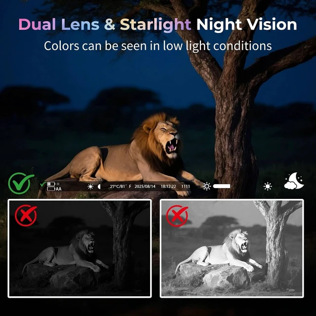 Alt view image 2 of 7 - WiFi Trail Camera 4K Game Camera Starlight Night Vision Dual Lens