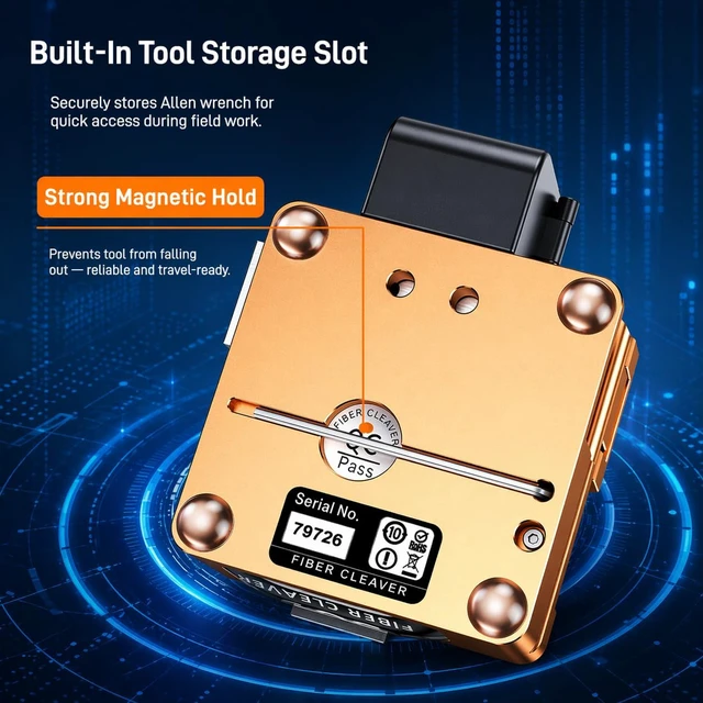 Alt view image 5 of 7 - High Precision Optical Fiber Cleaver with Auto Scrap Collector, 16-Surface Tungsten Blade (48,000 Cleaves), 3-in-1 Universal Fixture for FTTH Splicing, Cold Connection & Hot Melt