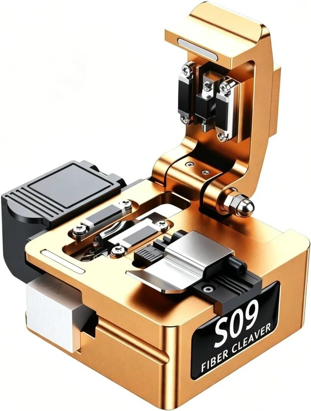 Main image of High Precision Optical Fiber Cleaver FTTH Pro S09 Fusion Splicing Tool, 16-Position Blade (48,000 Cleaves), 0.5° Cutting Angle, Built-in Holder for 250µm/900µm & Scrap Collector