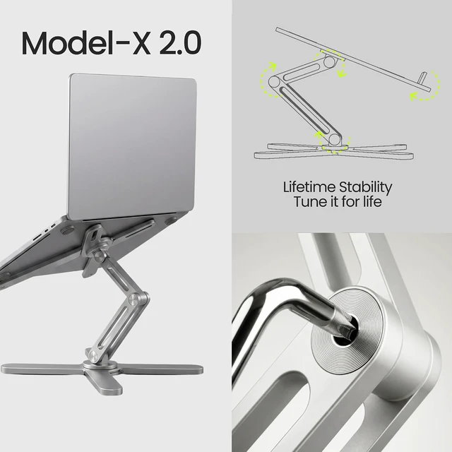 Alt view image 4 of 7 - Model-X 2.0 Laptop Stand, Laptop Stand for Desk Adjustable Height
