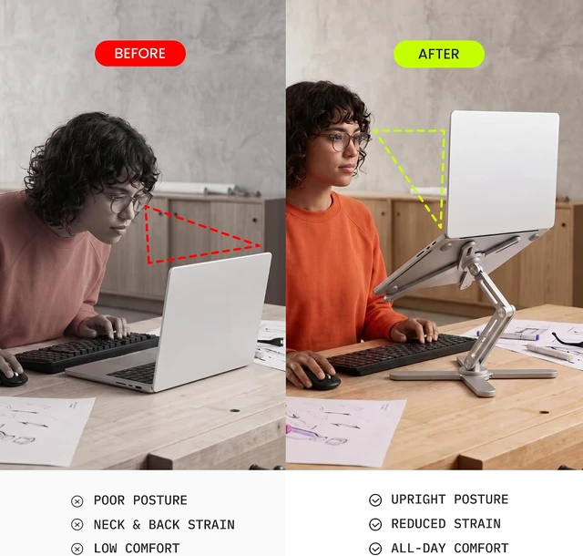 Alt view image 5 of 7 - Model-X 2.0 Laptop Stand, Laptop Stand for Desk Adjustable Height