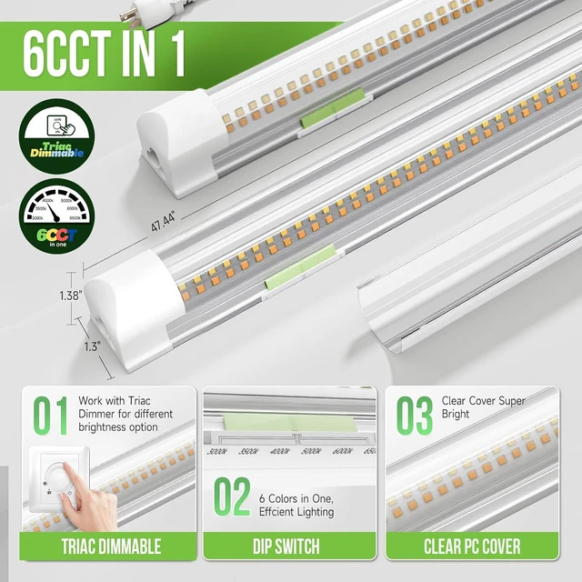 Alt view image 2 of 7 - Dimmable LED Shop Lights 4FT,30W 4500LM,6CCT Tunable,Plug-in Garage Lights