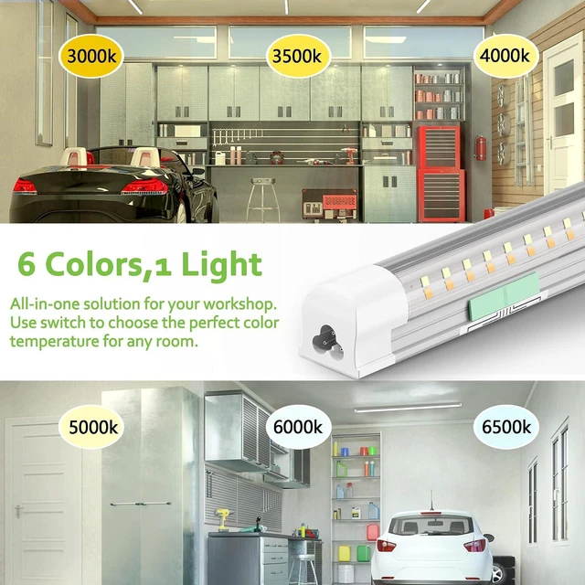 Alt view image 6 of 7 - Dimmable LED Shop Lights 4FT,30W 4500LM,6CCT Tunable,Plug-in Garage Lights